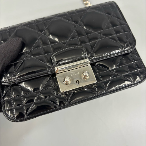 Dior Crossbody Bag Patent Calfskin Black