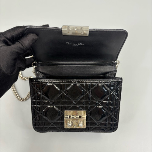 Dior Crossbody Bag Patent Calfskin Black