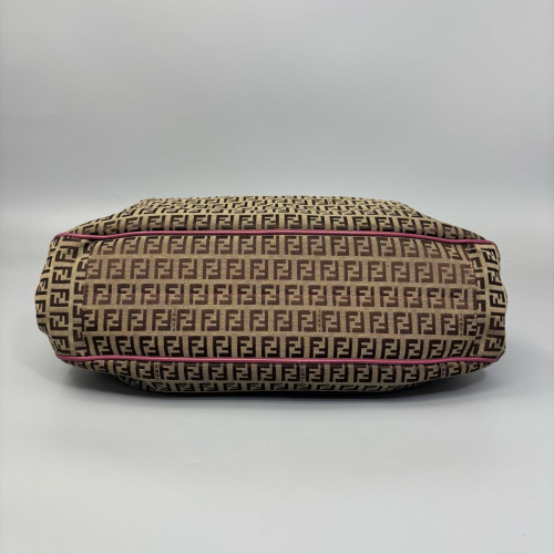 Fendi Tote Bag Zucchino Calfskin Brown Pink