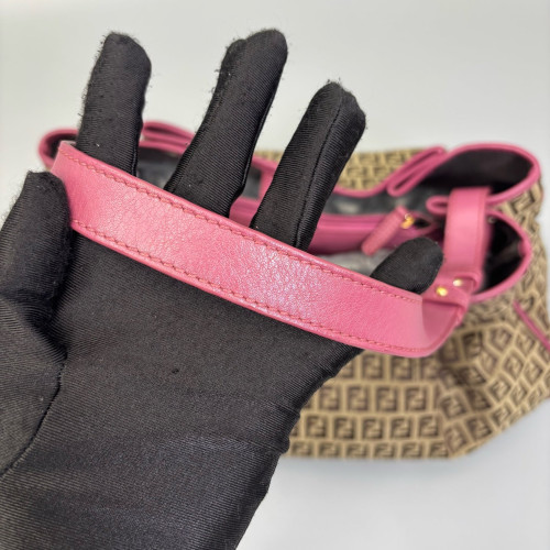Fendi Tote Bag Zucchino Calfskin Brown Pink
