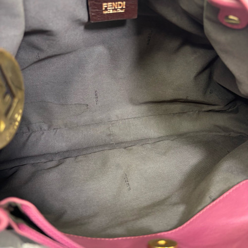 Fendi Tote Bag Zucchino Calfskin Brown Pink