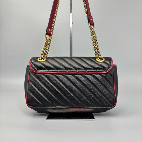 Gucci Matelasse Small GG Marmont Calfskin Black Red