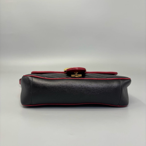 Gucci Matelasse Small GG Marmont Calfskin Black Red