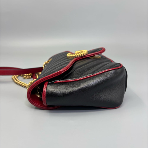 Gucci Matelasse Small GG Marmont Calfskin Black Red