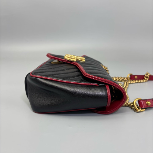 Gucci Matelasse Small GG Marmont Calfskin Black Red