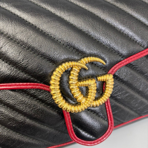 Gucci Matelasse Small GG Marmont Calfskin Black Red