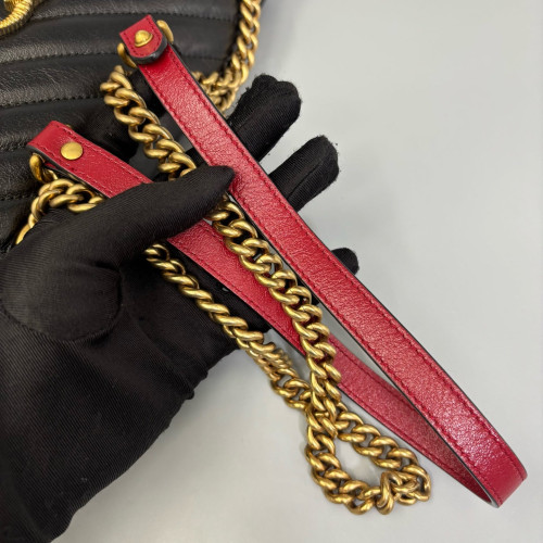 Gucci Matelasse Small GG Marmont Calfskin Black Red