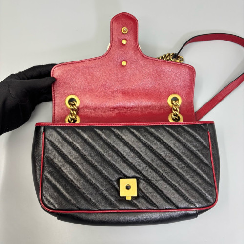 Gucci Matelasse Small GG Marmont Calfskin Black Red