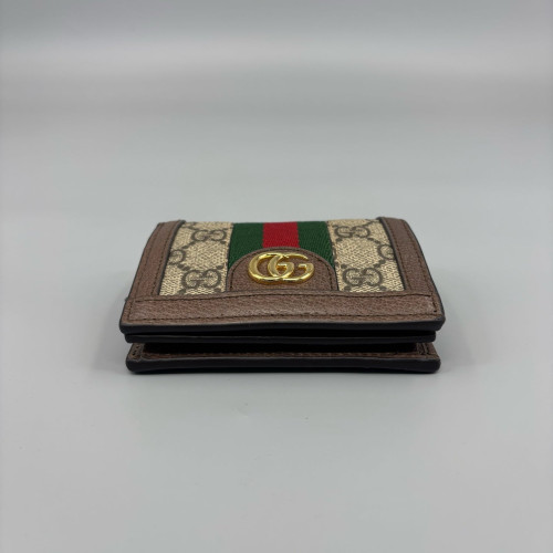 Gucci Wallet On Chain WOC GG Monogram Beige Brown Green