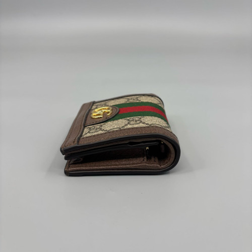 Gucci Wallet On Chain WOC GG Monogram Beige Brown Green