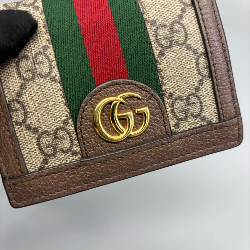 Gucci Wallet On Chain WOC GG Monogram Beige Brown Green