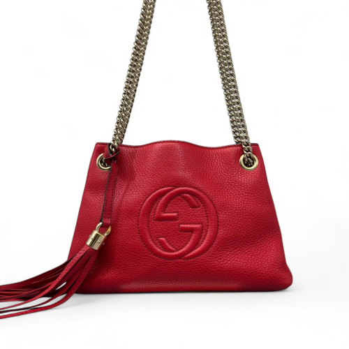 Gucci Tote Bag Grained Calfskin Red