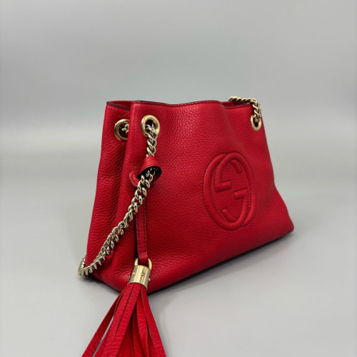 Gucci Tote Bag Grained Calfskin Red
