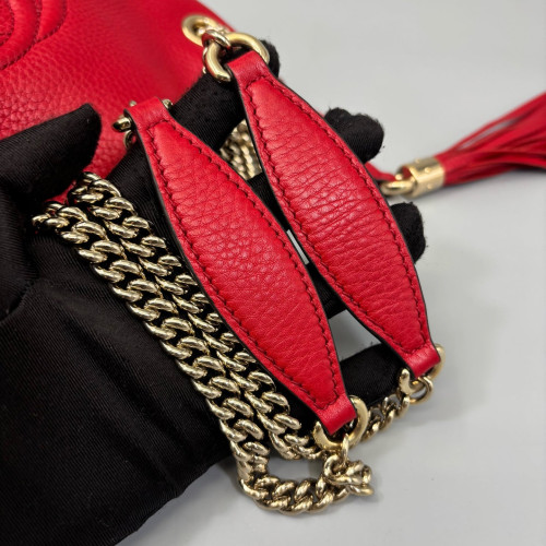 Gucci Tote Bag Grained Calfskin Red