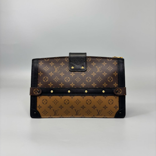 Louis Vuitton Trunk Clutch Reverse Monogram Brown Black