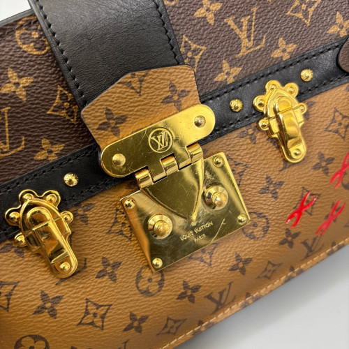 Louis Vuitton Trunk Clutch Reverse Monogram Brown Black