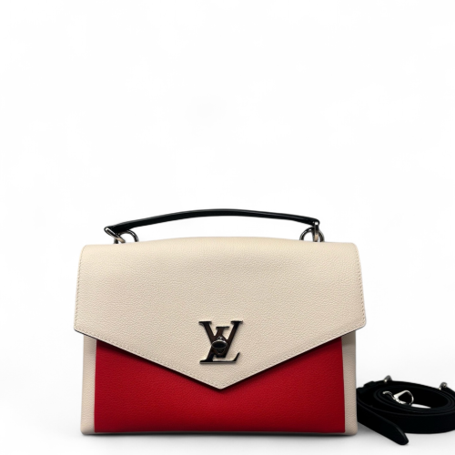Louis Vuitton Mylockme Top Handle Calfskin White Red Black