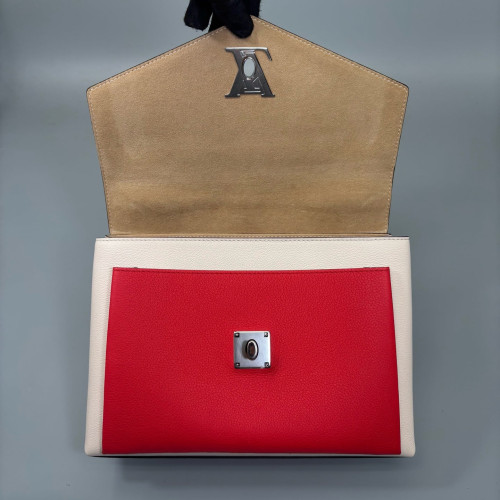 Louis Vuitton Mylockme Top Handle Calfskin White Red Black