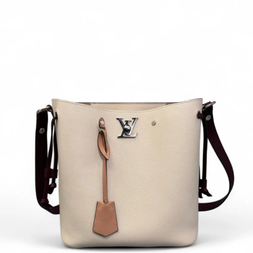 Louis Vuitton Lockme Bucket Calfskin White Burgundy Brown