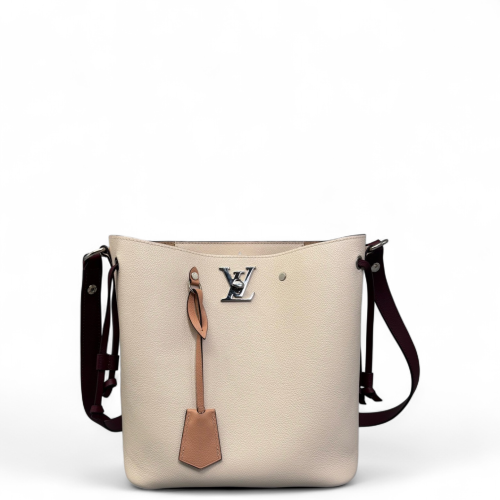 Louis Vuitton Lockme Bucket Calfskin White Burgundy Brown