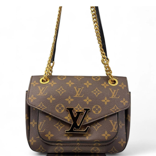 Louis Vuitton Passy Chain Shoulder Bag Monogram Brown
