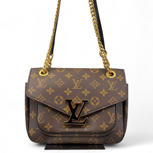 Louis Vuitton Passy Chain Shoulder Bag Monogram Brown