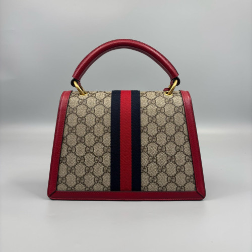 Gucci Imitation Pearls Crystal Embellished Queen Margaret Top Handle Bag GG Supreme Monogram Red Beige Blue