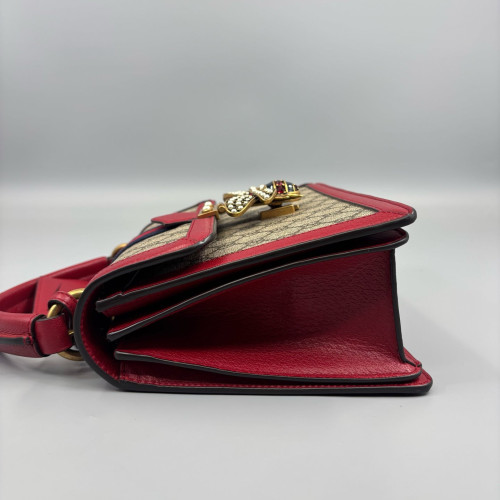 Gucci Imitation Pearls Crystal Embellished Queen Margaret Top Handle Bag GG Supreme Monogram Red Beige Blue