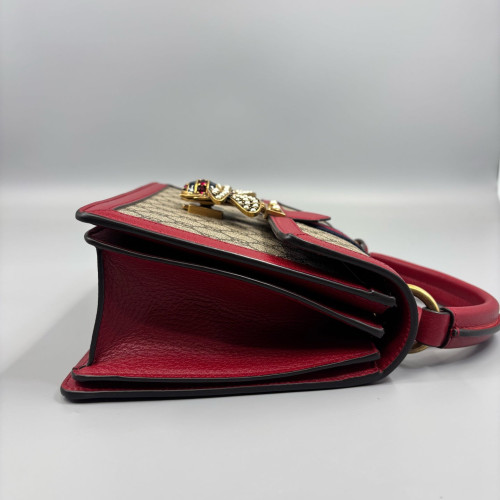 Gucci Imitation Pearls Crystal Embellished Queen Margaret Top Handle Bag GG Supreme Monogram Red Beige Blue