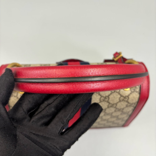 Gucci Imitation Pearls Crystal Embellished Queen Margaret Top Handle Bag GG Supreme Monogram Red Beige Blue