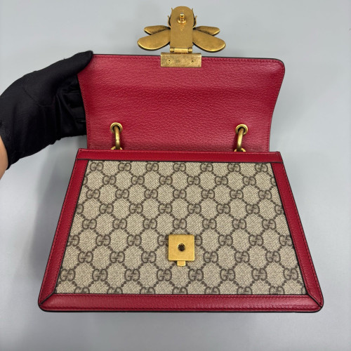 Gucci Imitation Pearls Crystal Embellished Queen Margaret Top Handle Bag GG Supreme Monogram Red Beige Blue