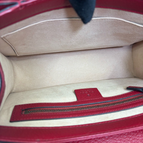 Gucci Imitation Pearls Crystal Embellished Queen Margaret Top Handle Bag GG Supreme Monogram Red Beige Blue