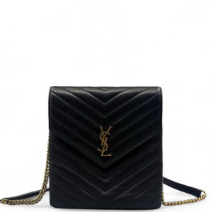 Yves Saint Laurent Double Flap Bag Calfskin Black