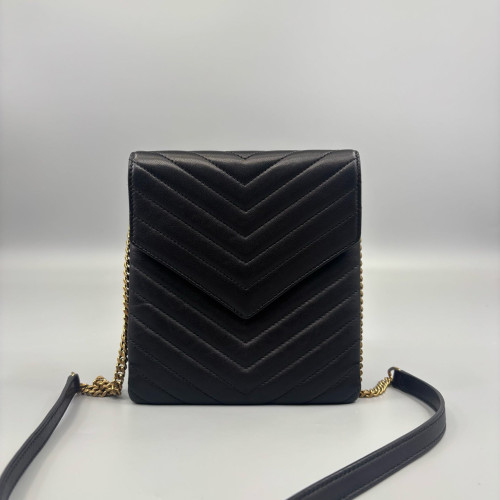 Yves Saint Laurent Double Flap Bag Calfskin Black Yves Saint Laurent Double Flap Bag Calfskin Black