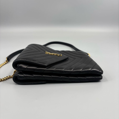 Yves Saint Laurent Double Flap Bag Calfskin Black Yves Saint Laurent Double Flap Bag Calfskin Black