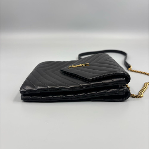 Yves Saint Laurent Double Flap Bag Calfskin Black Yves Saint Laurent Double Flap Bag Calfskin Black