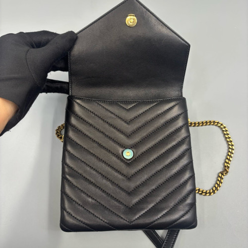Yves Saint Laurent Double Flap Bag Calfskin Black Yves Saint Laurent Double Flap Bag Calfskin Black