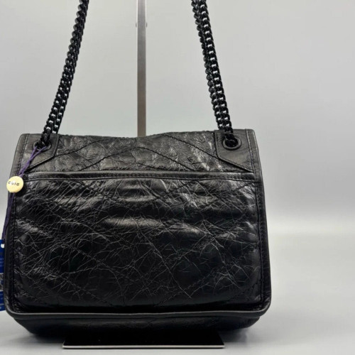 Yves Saint Laurent Mini Niki Chain Pull Up Leather Black