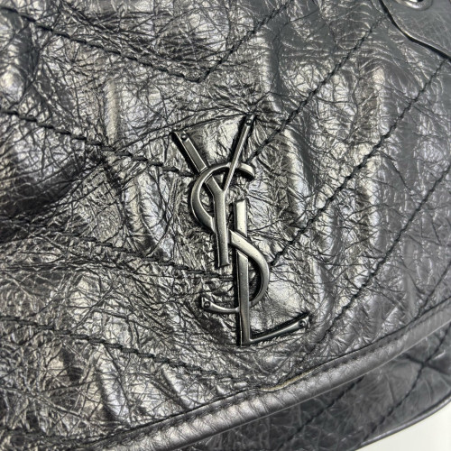 Yves Saint Laurent Mini Niki Chain Pull Up Leather Black
