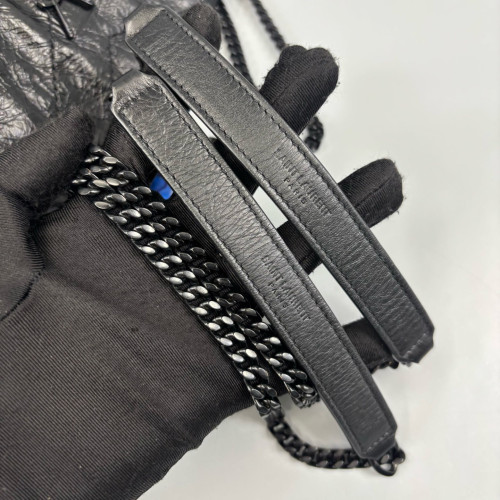 Yves Saint Laurent Mini Niki Chain Pull Up Leather Black