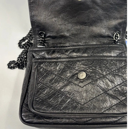 Yves Saint Laurent Mini Niki Chain Pull Up Leather Black