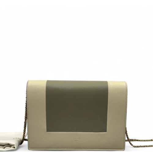 Celine Medium Frame Shoulder Bag Calfskin Beige Kaki