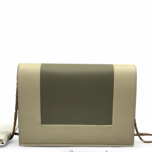 Celine Medium Frame Shoulder Bag Calfskin Beige Kaki