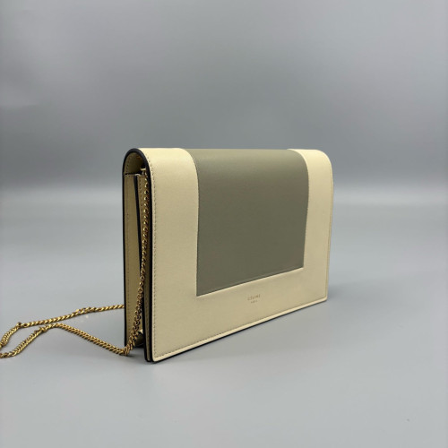 Celine Medium Frame Shoulder Bag Calfskin Beige Kaki