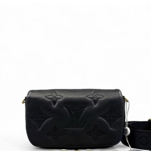 Louis Vuitton Bubblegram Wallet On Strap Calfskin Black