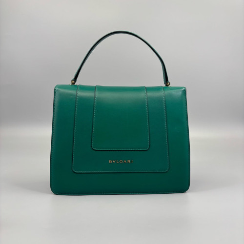 Bvlgari Large Serpenti Forever Top Handle Bag Smooth Calfskin Green