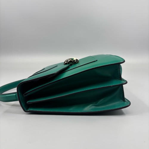 Bvlgari Large Serpenti Forever Top Handle Bag Smooth Calfskin Green