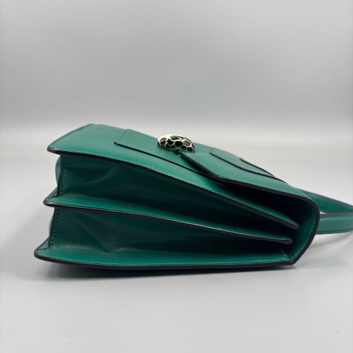 Bvlgari Large Serpenti Forever Top Handle Bag Smooth Calfskin Green