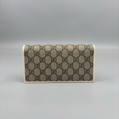 Gucci Horsebit 1955 Wallet With Chain GG Monogram Brown White