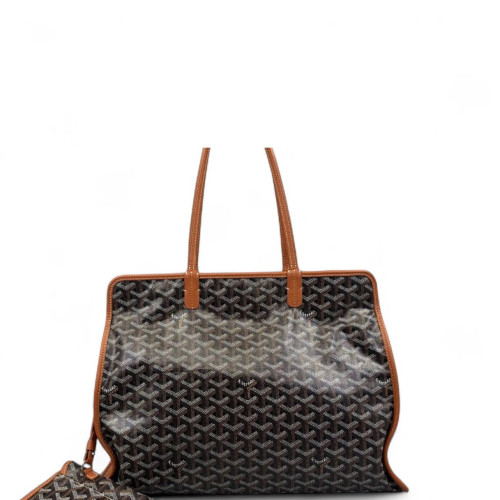 Goyard Tote Bag Goyardine Black Brown White